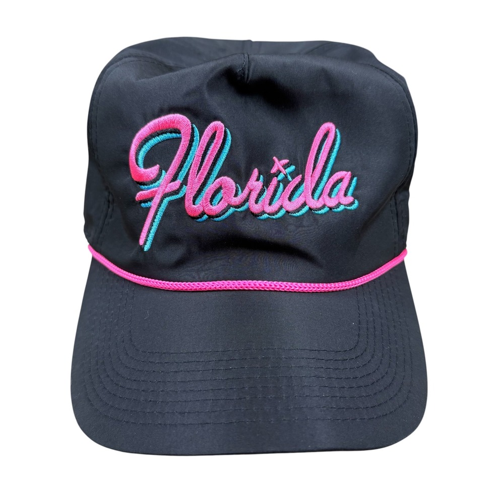 Bad Birdie Florida Rope Hat Black Pink Accent Snapback Golf Cap BBH025-080 NEW